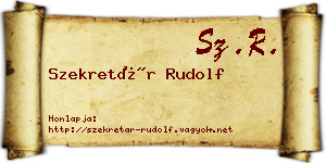 Szekretár Rudolf névjegykártya